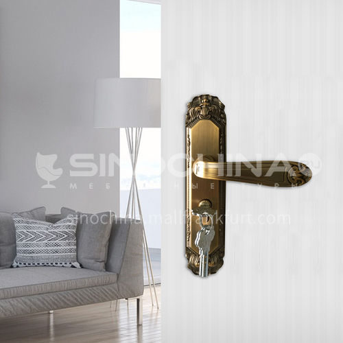 B Classical style bronze wood door wood plastic door handle set key door lock 06